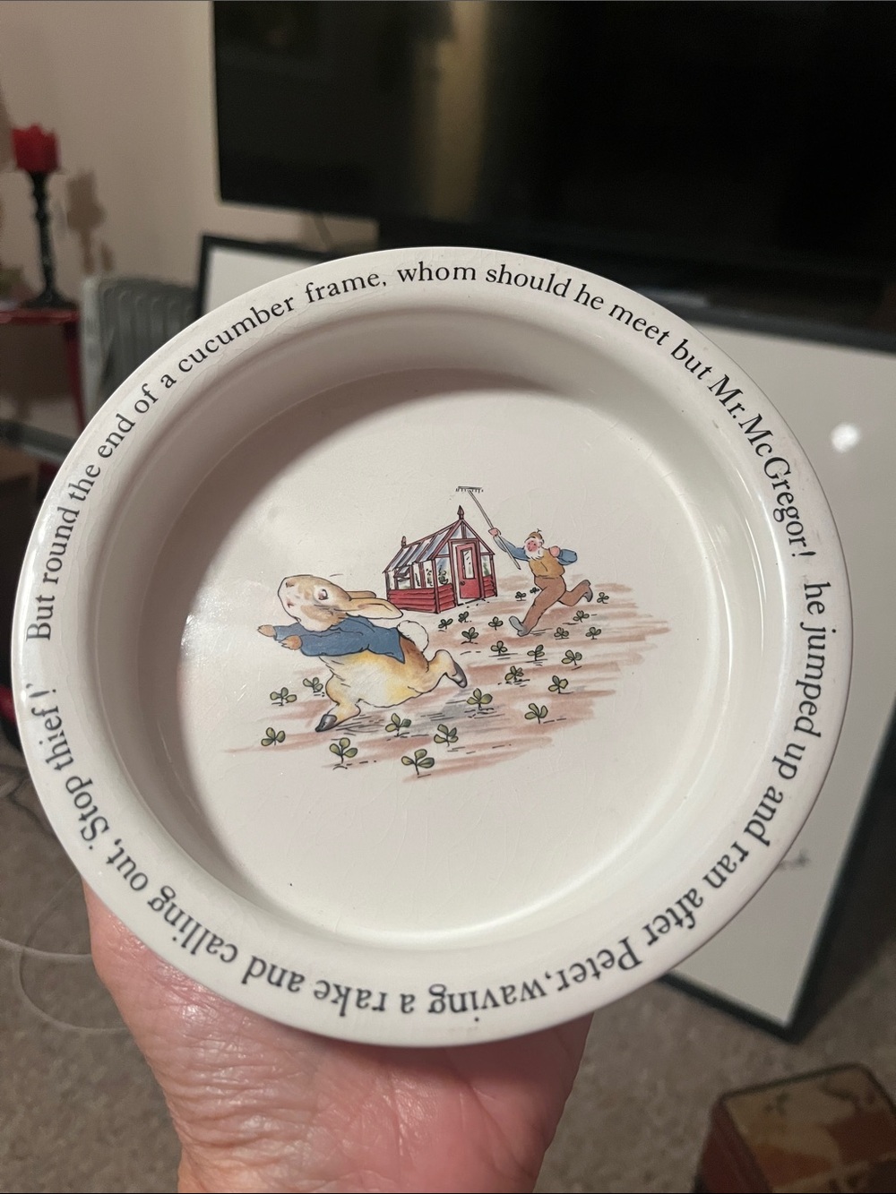 VTG WEDGWOOD BEATRIX POTTER "PETER RABBIT"PORRINGER "STOP THIEF" BOWL